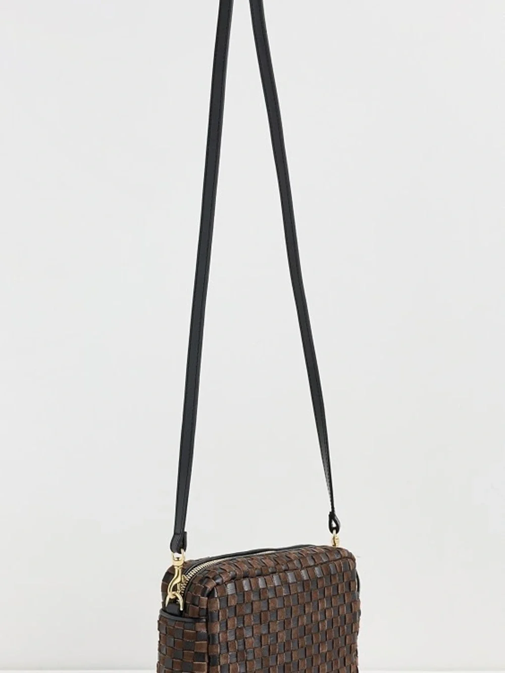 Brand New Clare V Midi Sac in Black/Chocolate Woven Leather